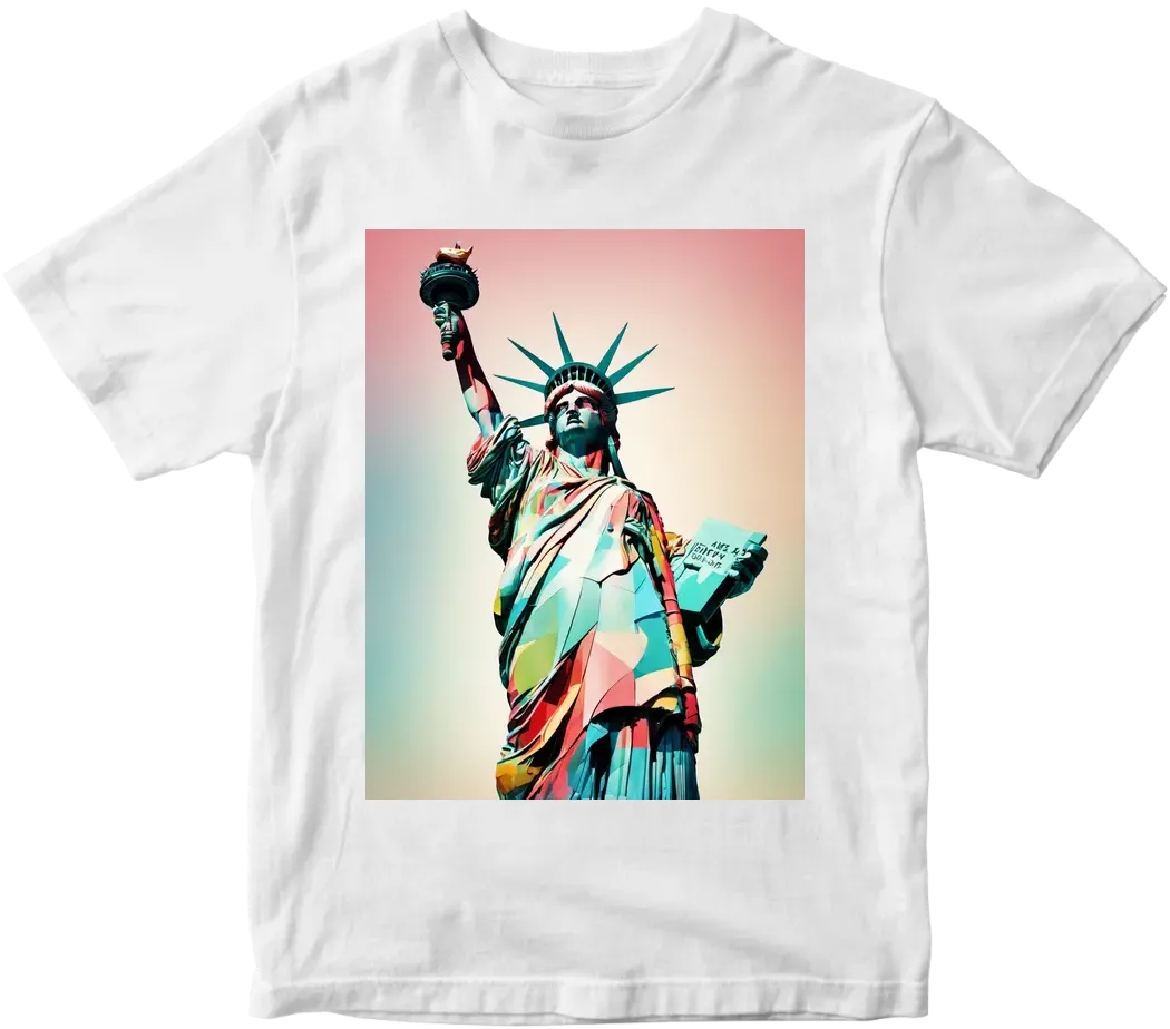 Statue of liberty in sunglasses, art, colorful, view from the front