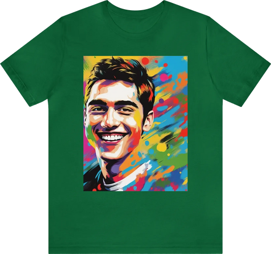 Popart painting happy young mans face