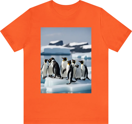 A group of penguins sitting on an ice floe