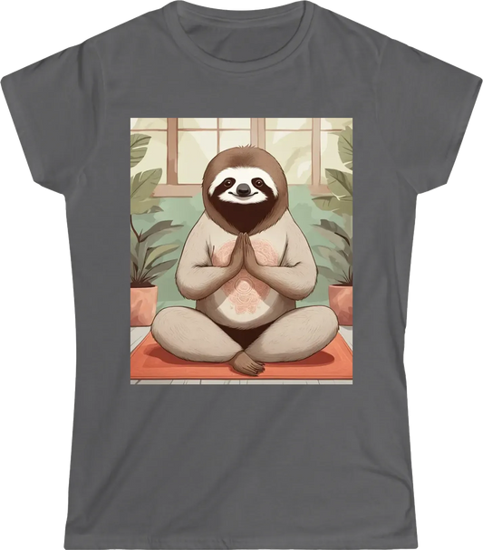 A sloth doing yoga with a funny yoga-related quote