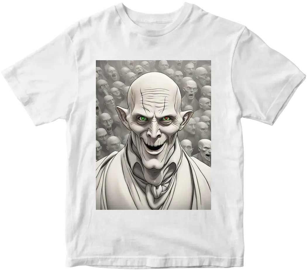 Quote "Got your nose!" as a funny cartoon of Lord Voldemort.