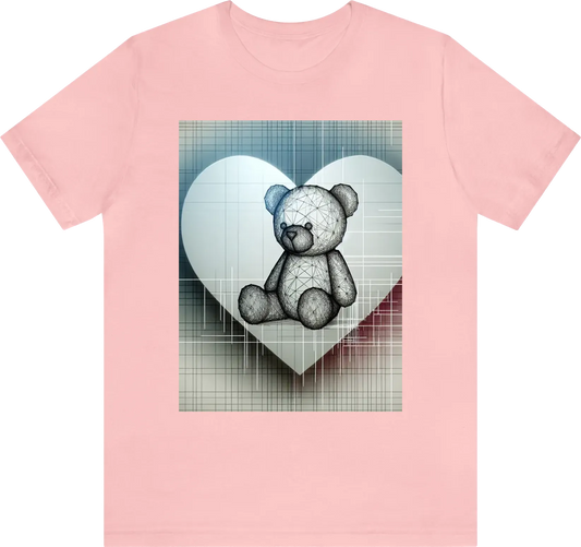 Cute minimalistic bear on heart with some interesting lines