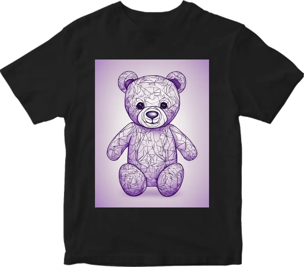 Teddy bear, creeppy, outlined, lines are purple