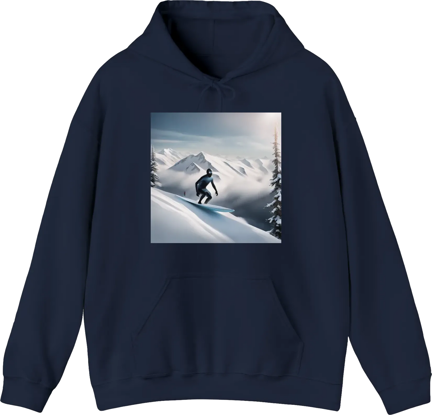 A surfer on snow mountains going downhill