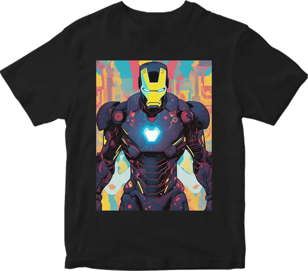 Glitch neon dark iron man