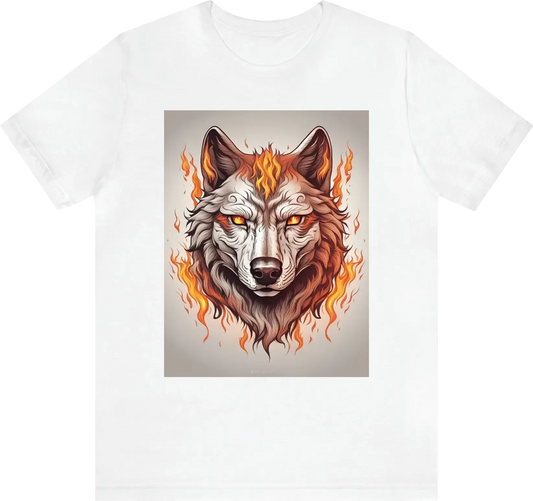 Front face wolf covered in fire illustration