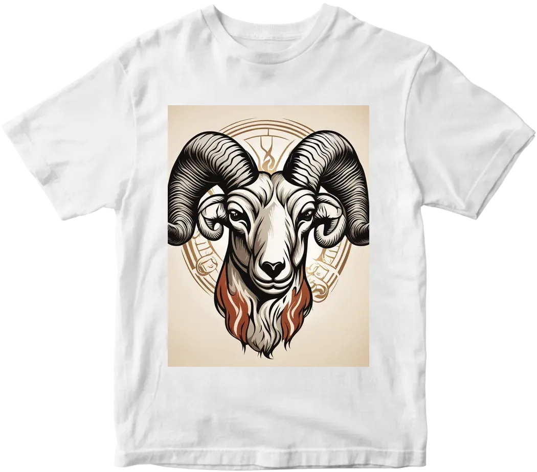 The Rebel Ram: A stylized ram in a proud stance with its large horns c ...