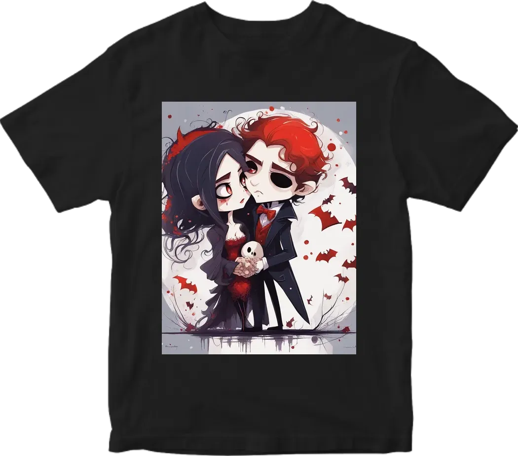 Vampire couple cute cartoon chibi png