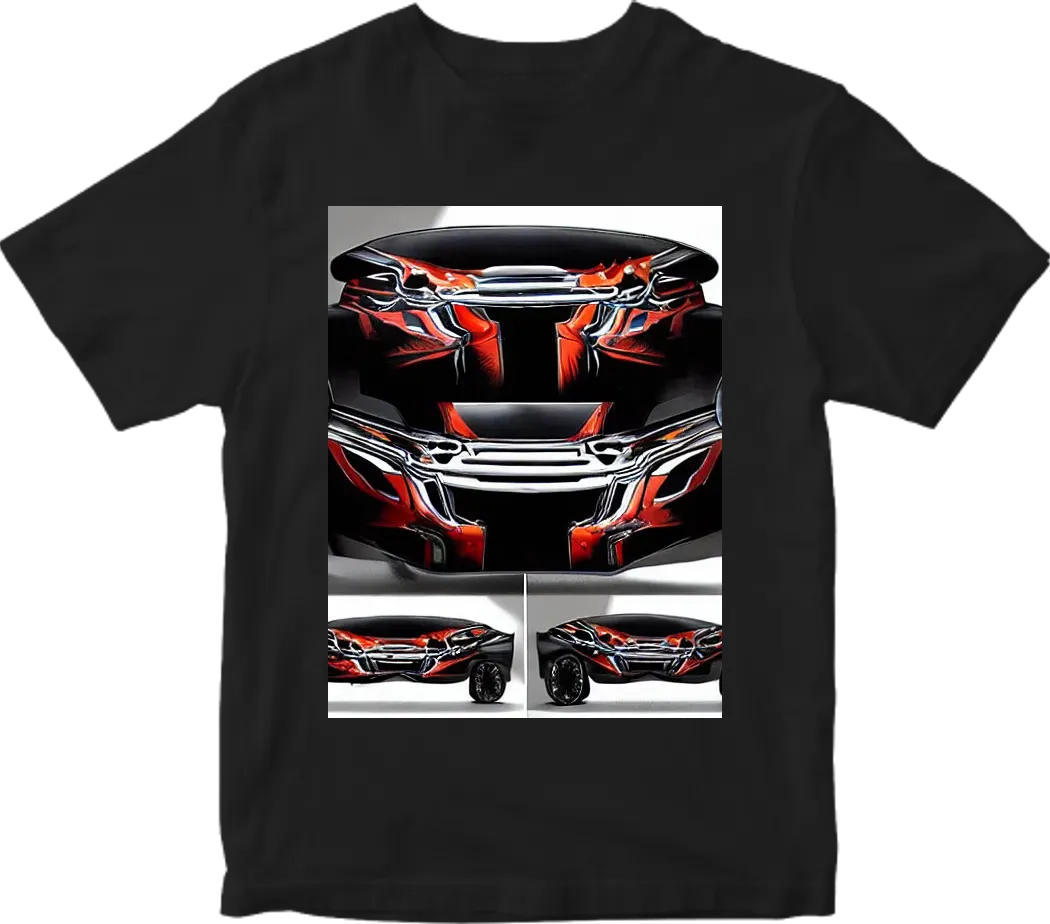 Black tshirt with cartoon sport car logo at the behind industry detailing,painting and wrapping