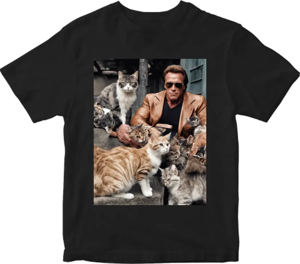Arnold Schwarzenegger with cats