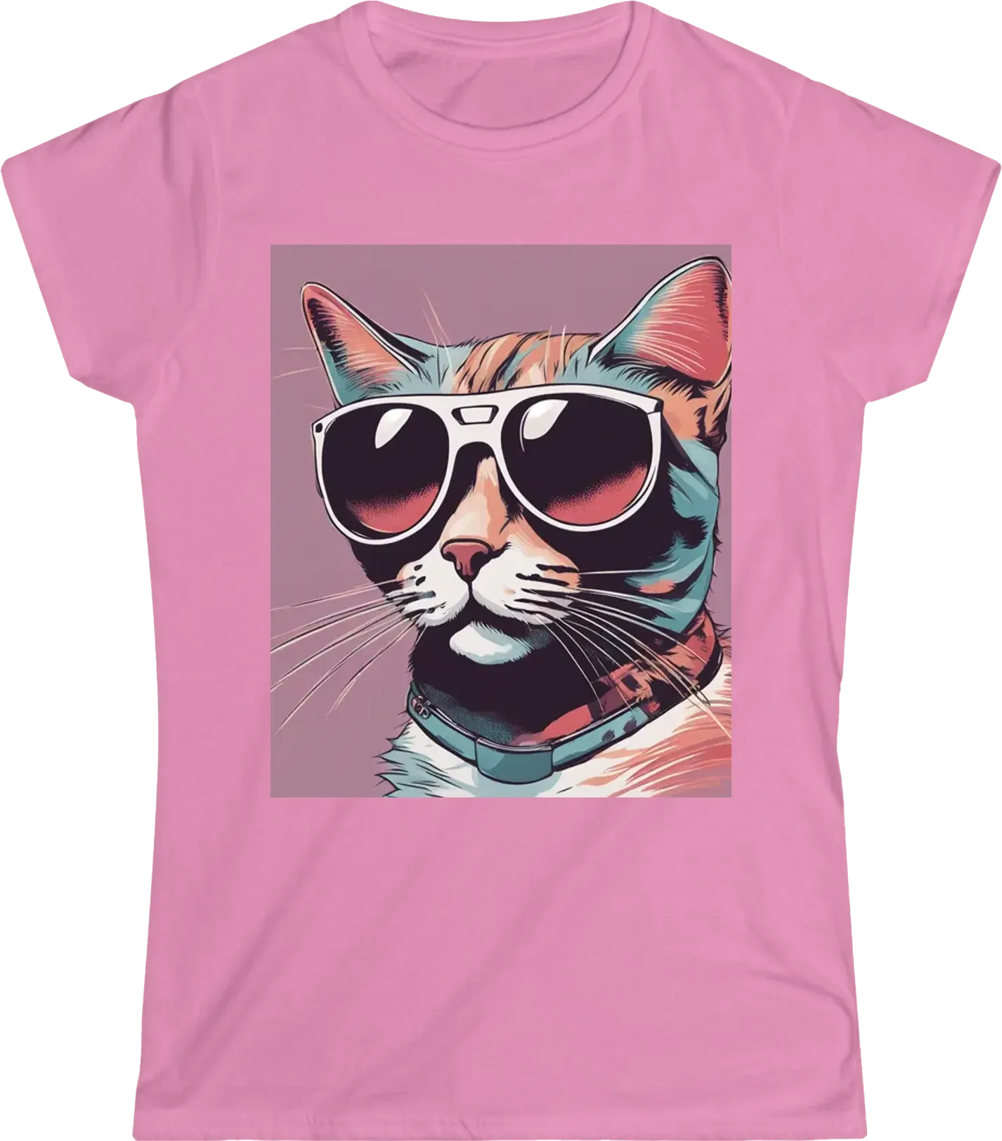 A quirky illustration of a cat wearing sunglasses