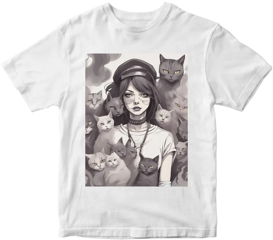 Smoke girl with a cats gang