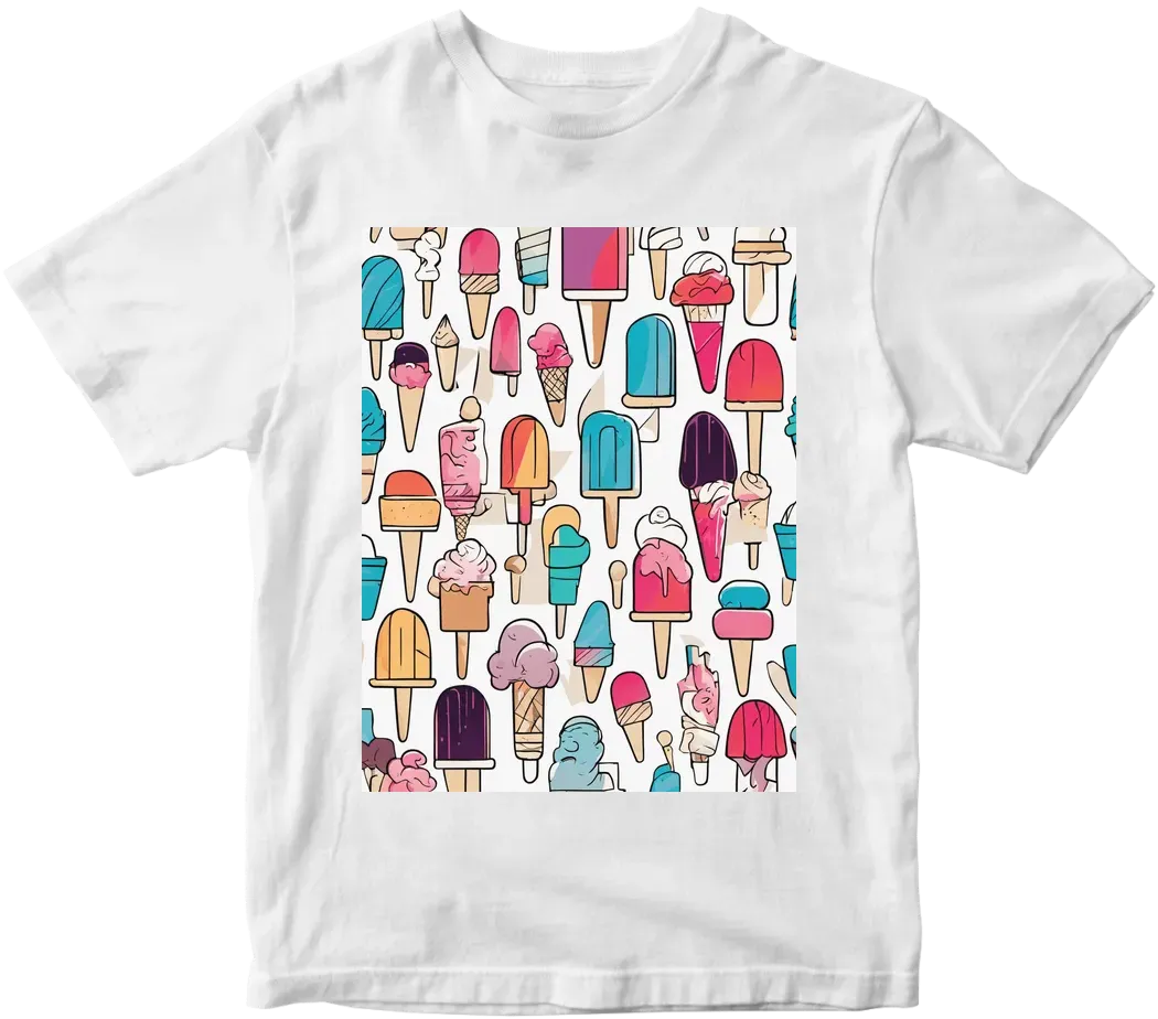 Minimalist ice cream popsicles, modern style, sleek mood, sharp contrast lighting, bold geometric shapes with striking color gradients. T-shirt design graphic, vector, contour, white background.