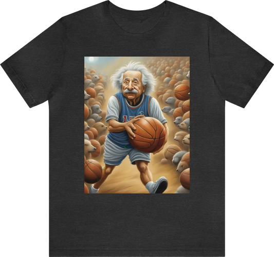 Albert Einstein ilustrated as a Basketball player