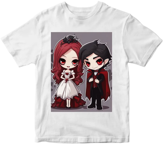 Vampire couple cute cartoon chibi png