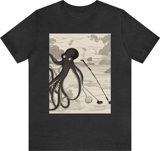 An octopus playing golf