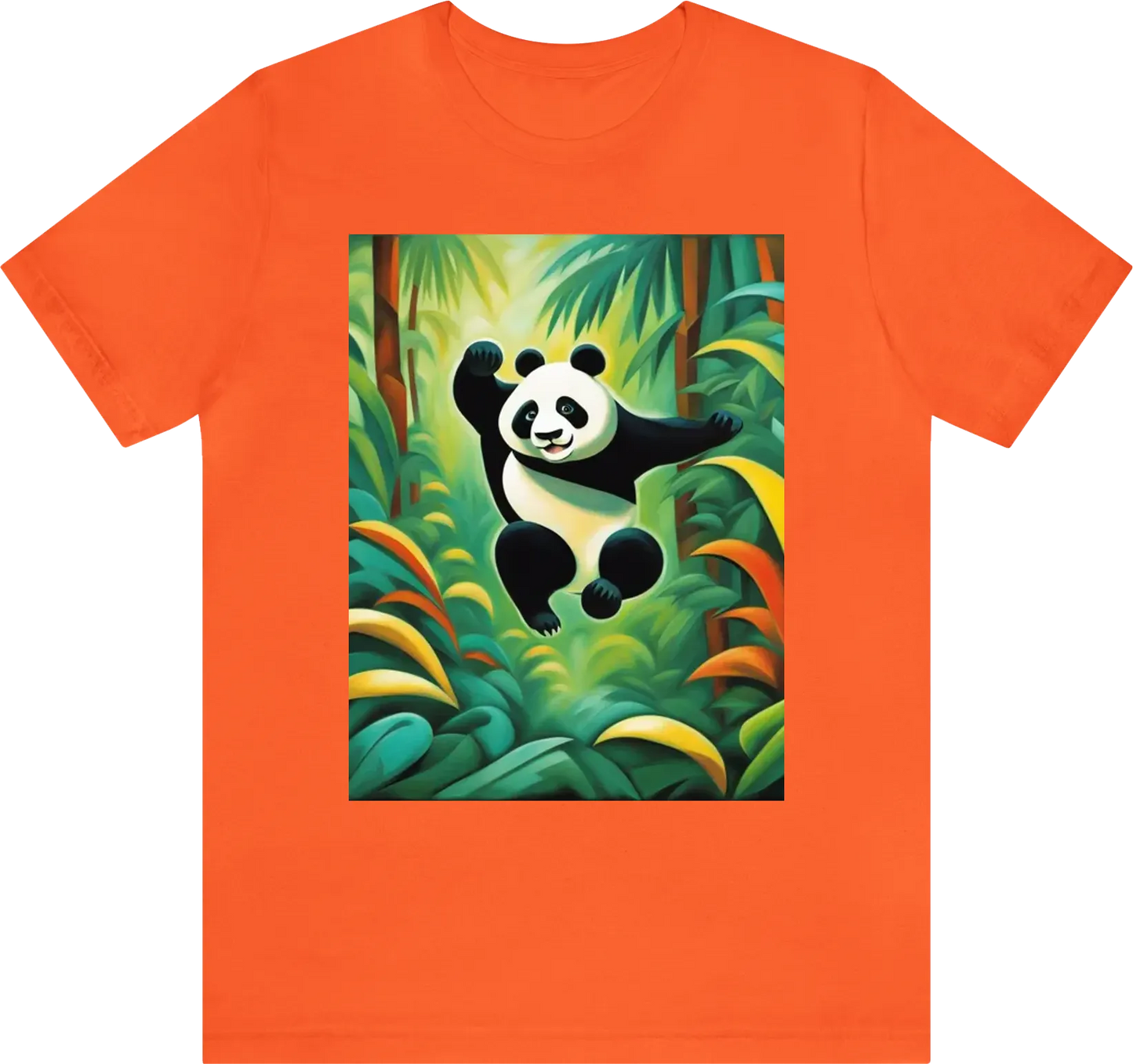 Panda jumping in the jungle