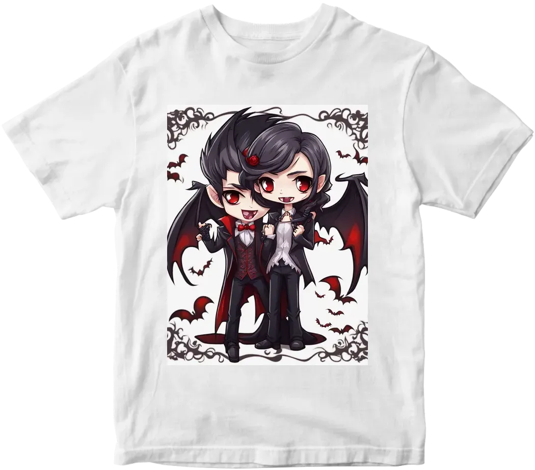 Vampire couple cute cartoon chibi no background