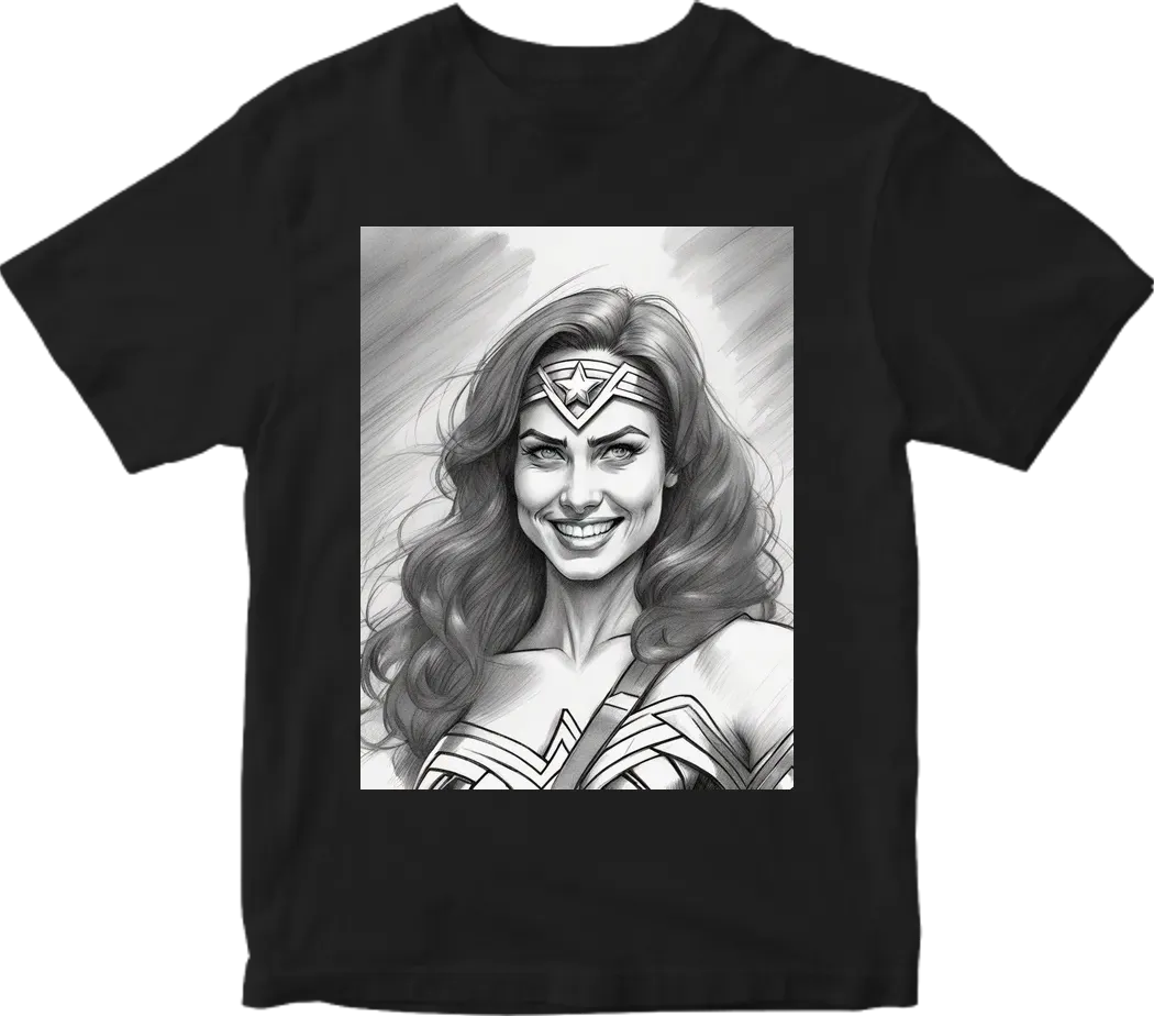 Wonder Woman happy face pencil sketch