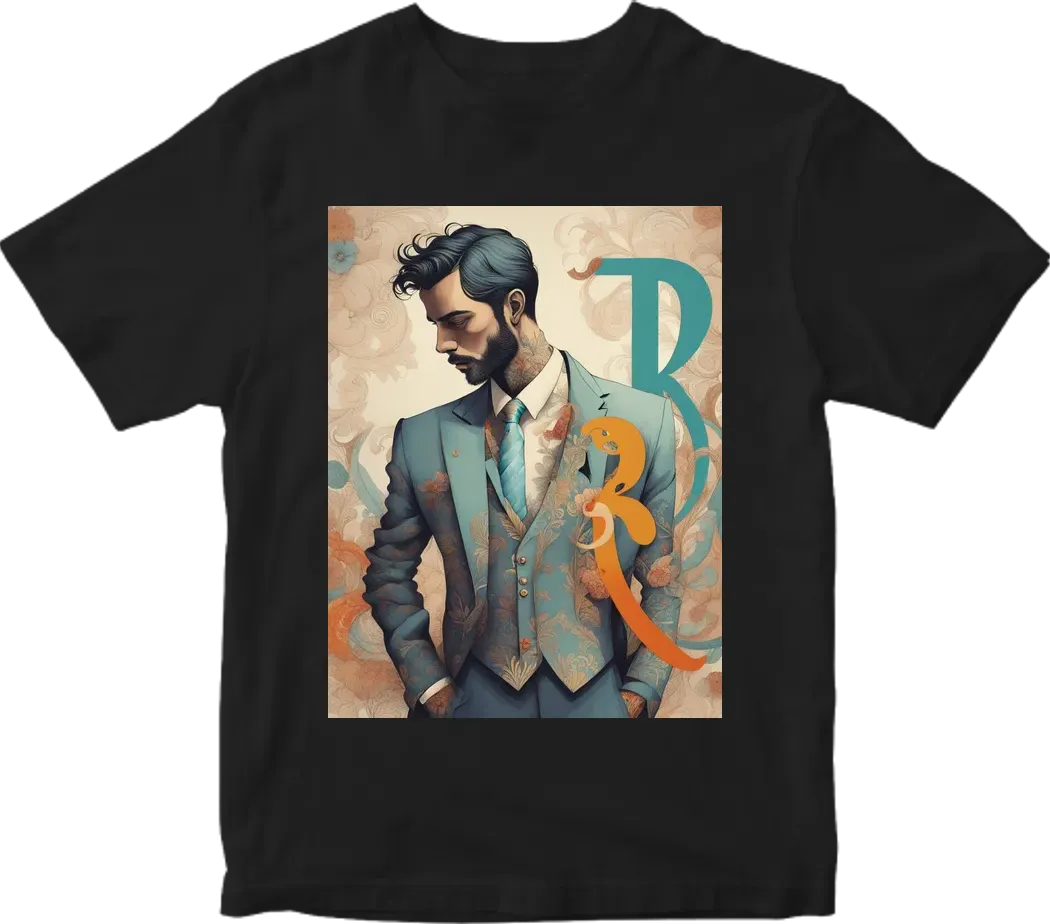 Classy man v cut with letter r as logo