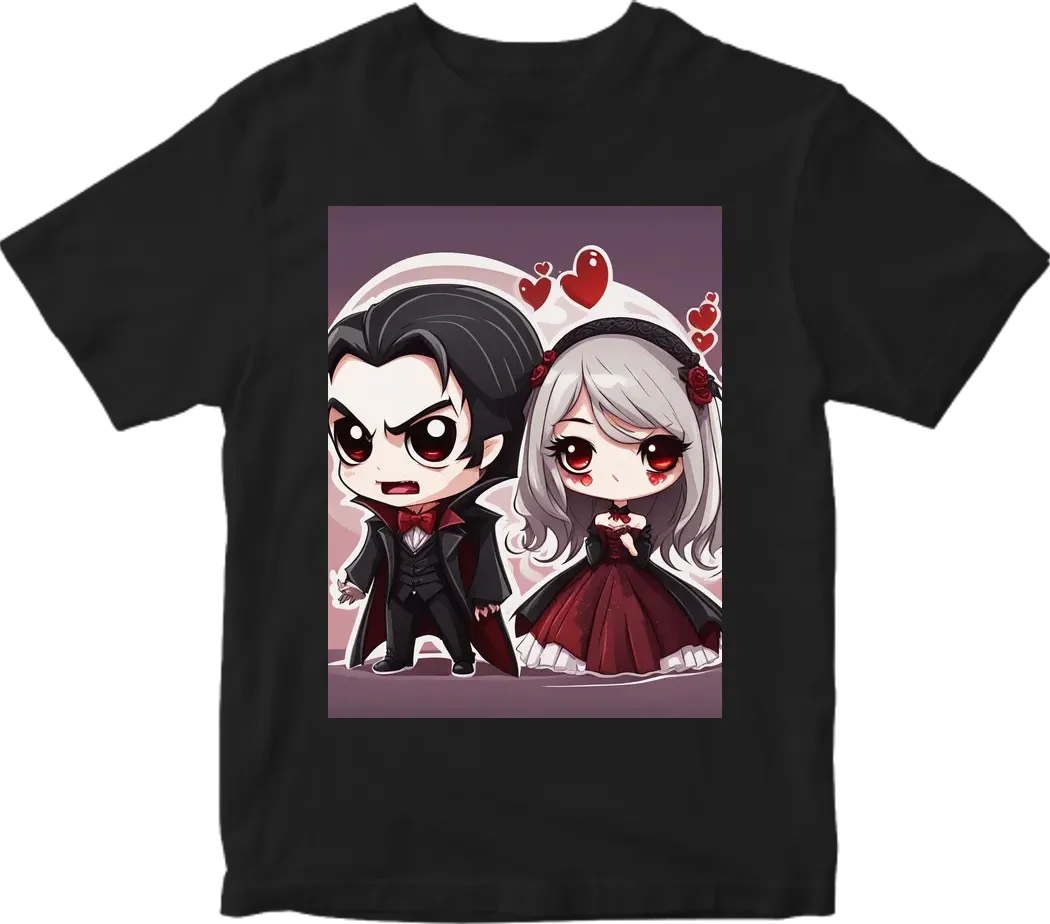 Vampire couple cute cartoon chibi png