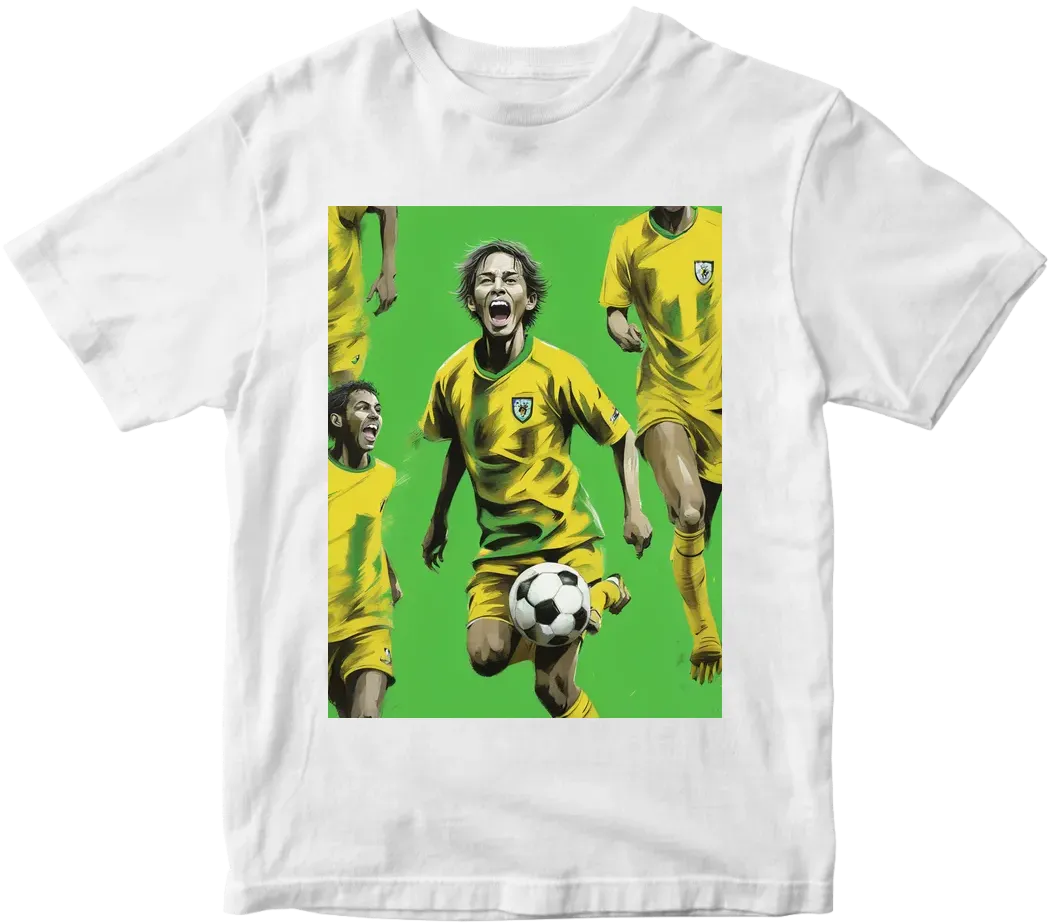 Soccer player wear yellow t shirt and green short