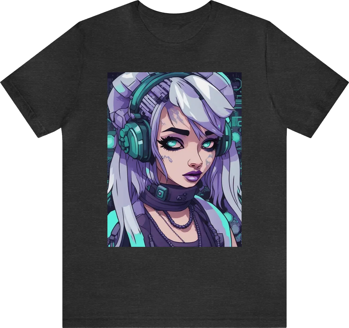 Cybergoth rococo futurism femme avatar 8-bit round, trashcore ::15 Colors | iridescent, slate grey, charcoal grey, deep purple, blue, mint green, white --ar 4:5 --v 5.2