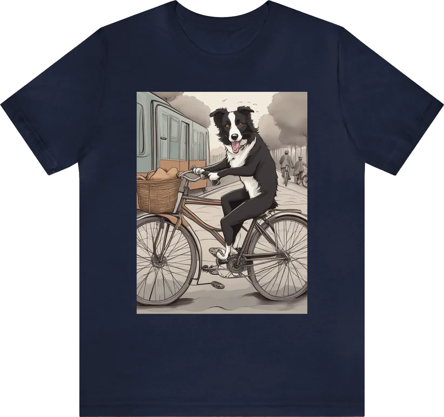 Border collie on a bicycle
