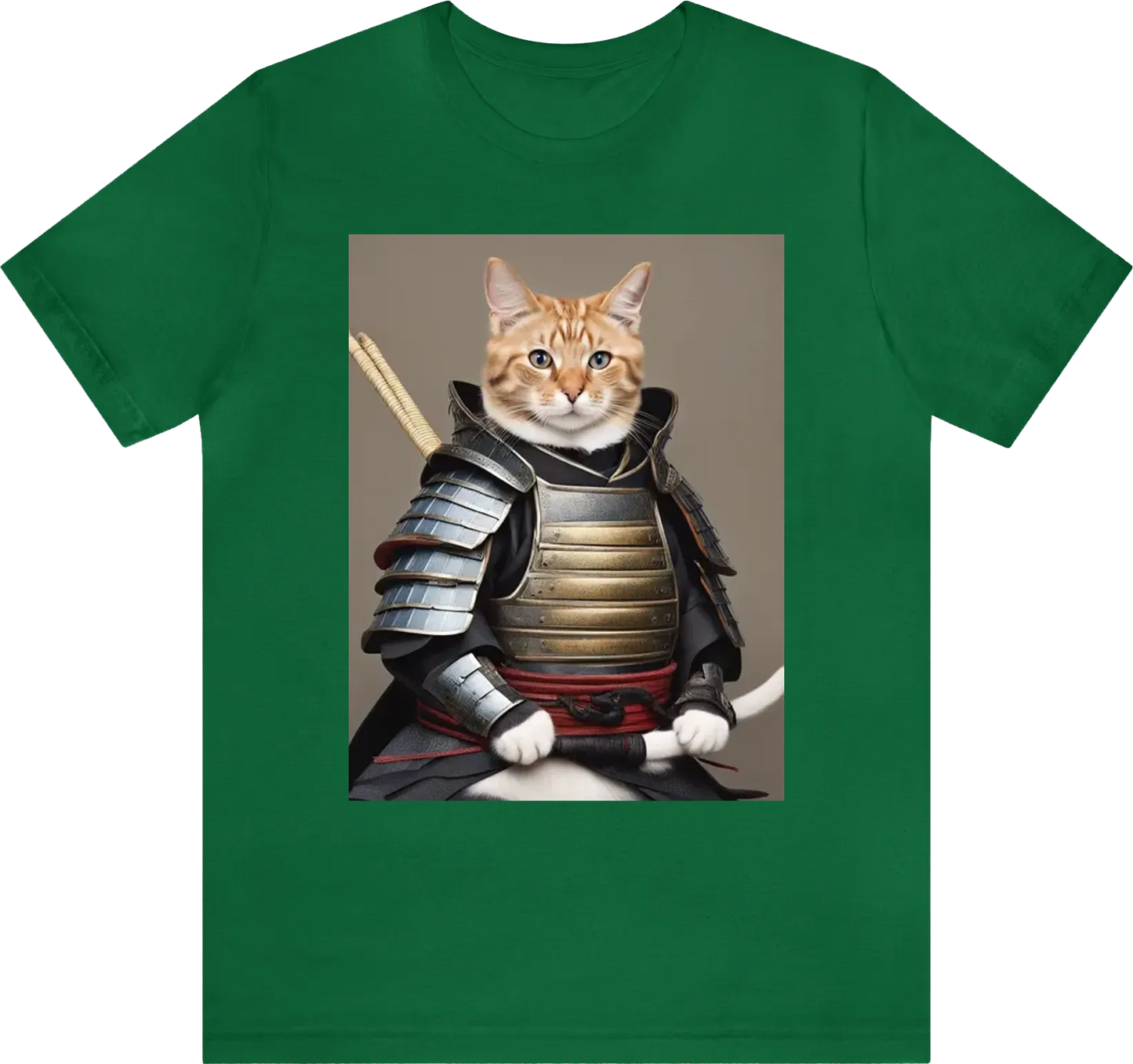 A cat wearing samurai armor