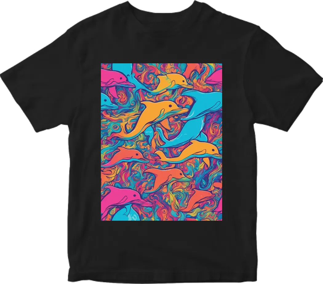 Group of psychedelic dolphins