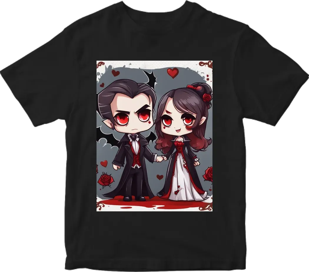 Vampire couple cute cartoon chibi no background