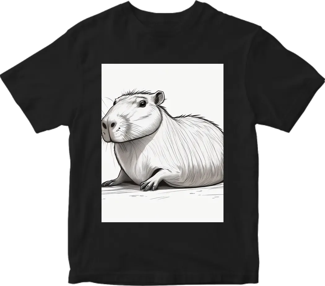 A capybara lying down, cartoon, white background