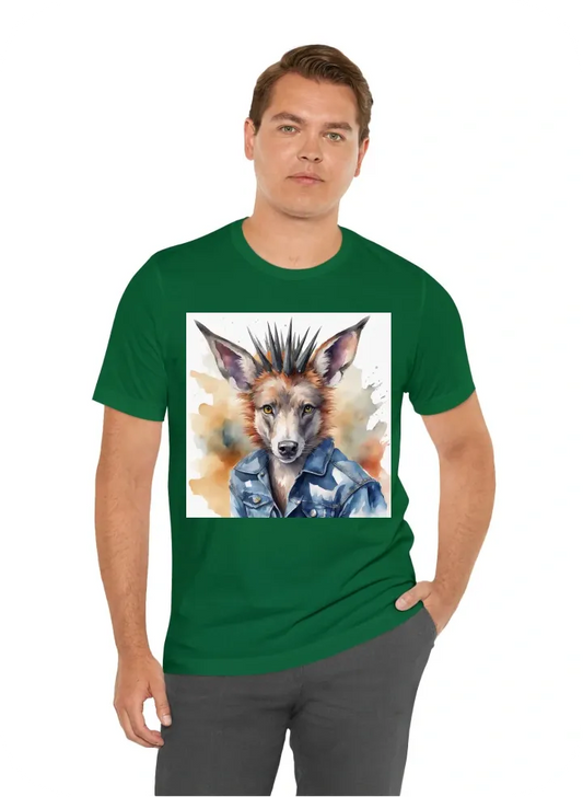 'spiro jeans', majestic with spiked ears, on a white background. life-like, watercolor., photo, poster, illustration, vibrant