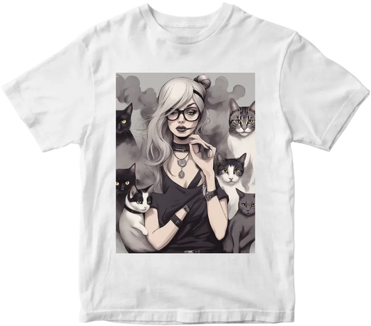 Smoke girl with a cats gang