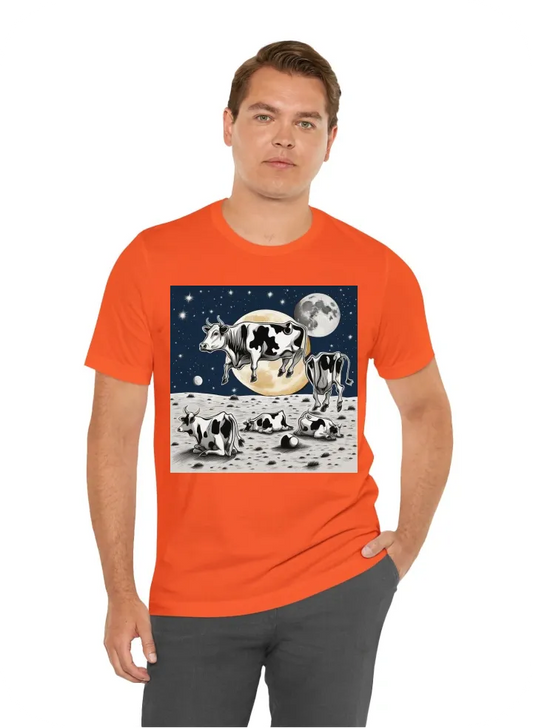 Cows jumping on the moon