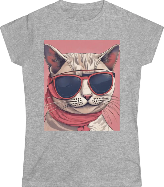 A quirky illustration of a cat wearing sunglasses