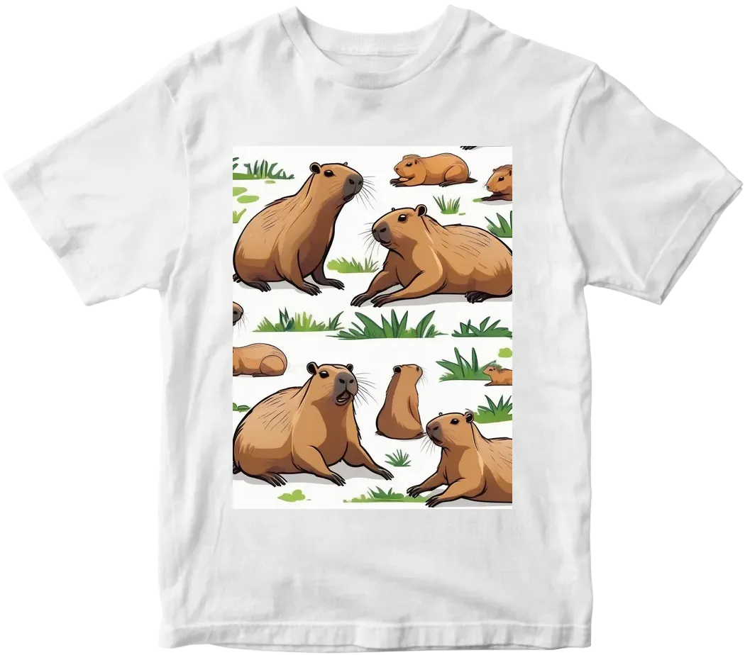 A capybara lying down, cartoon, white background