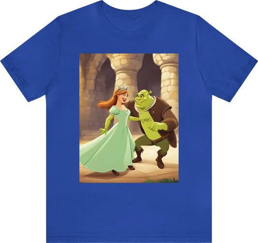 Shrek and Fiona dancing in the castle illustration
