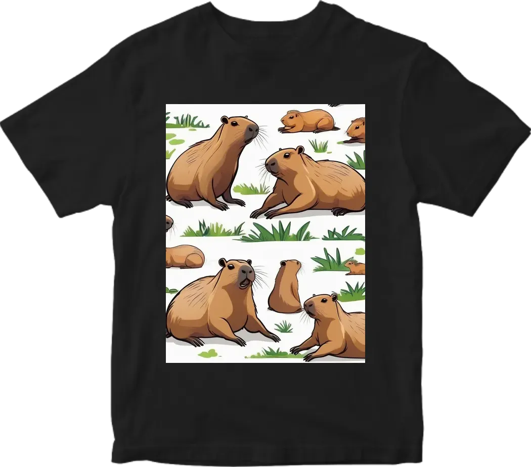 A capybara lying down, cartoon, white background