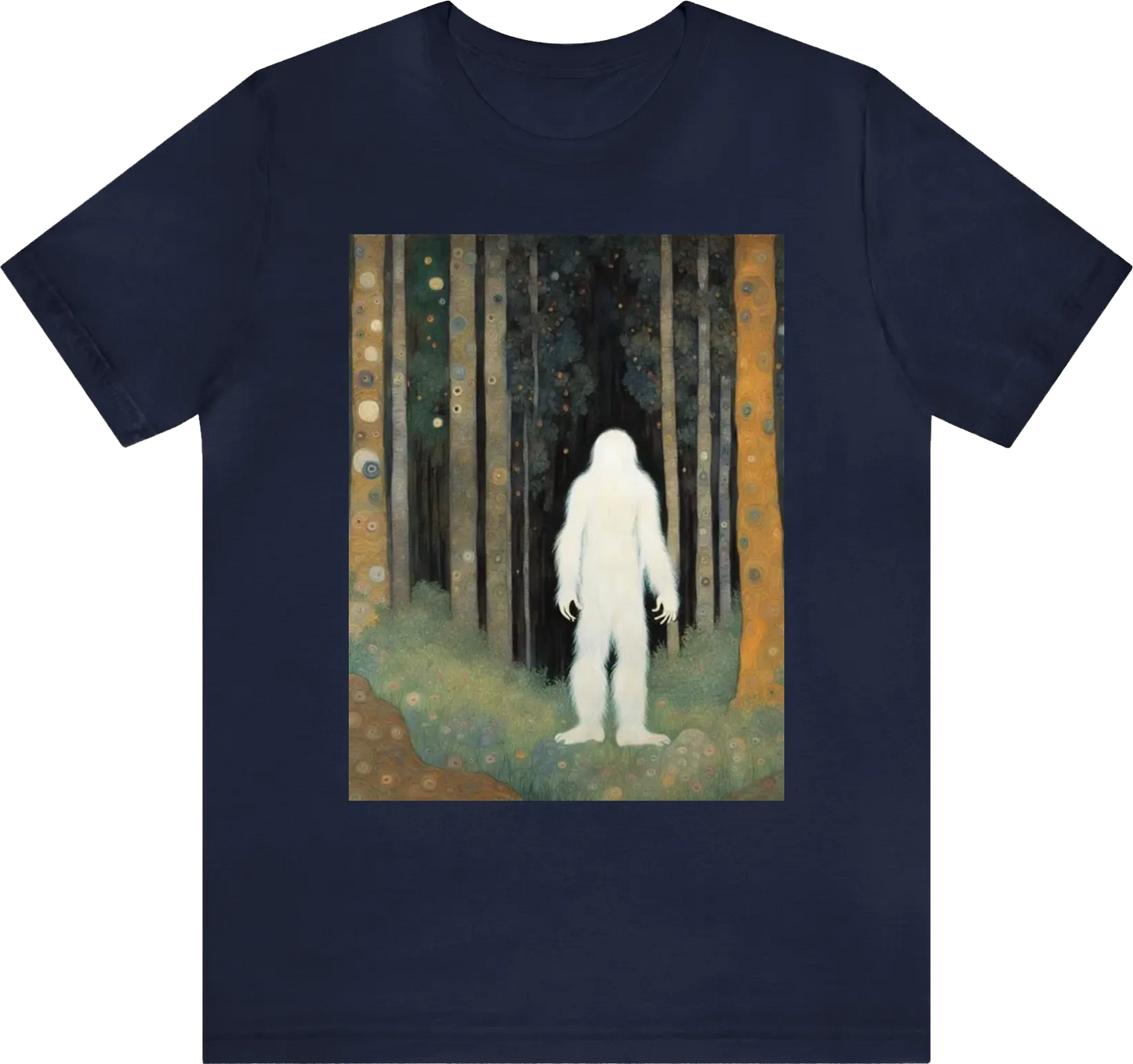 See threw sasquatch ghost outline in the forest peaking from behind a tree