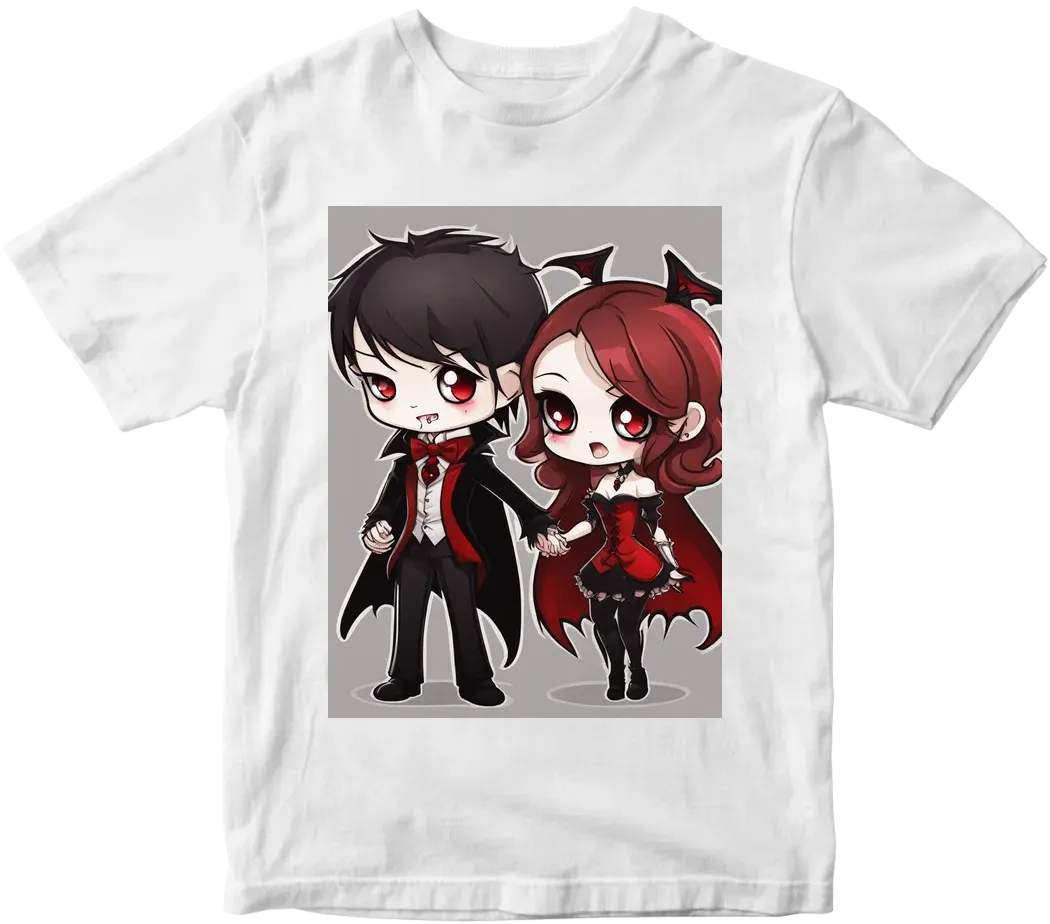 Vampire couple cute cartoon chibi no background