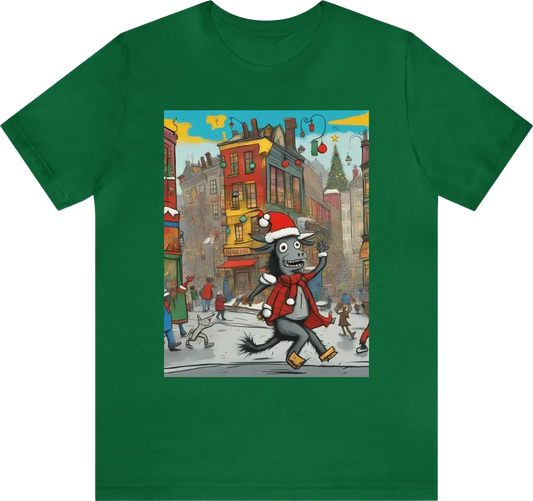 Cartoon christmas donky dancing through town