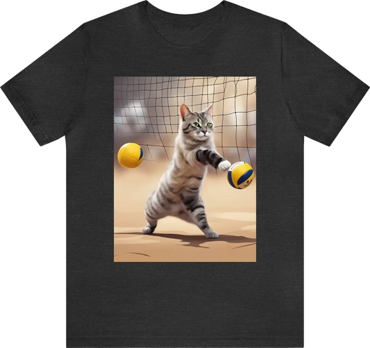 A cat playing volleyball