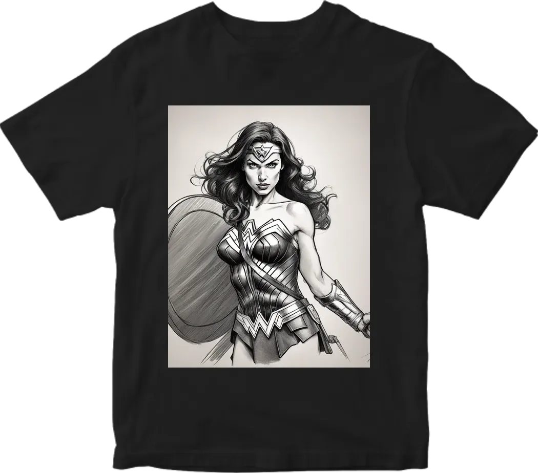 Wonder Woman pose face pencil sketch