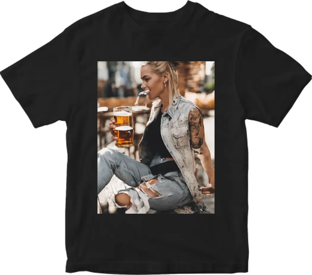 Woman drinking beer