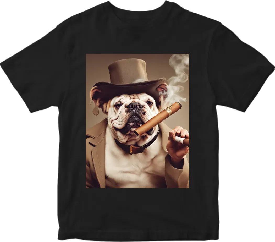 Bulldog smoking cigar