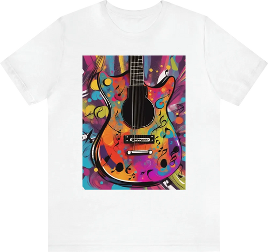 Psycadelic popart color guitar with music notes