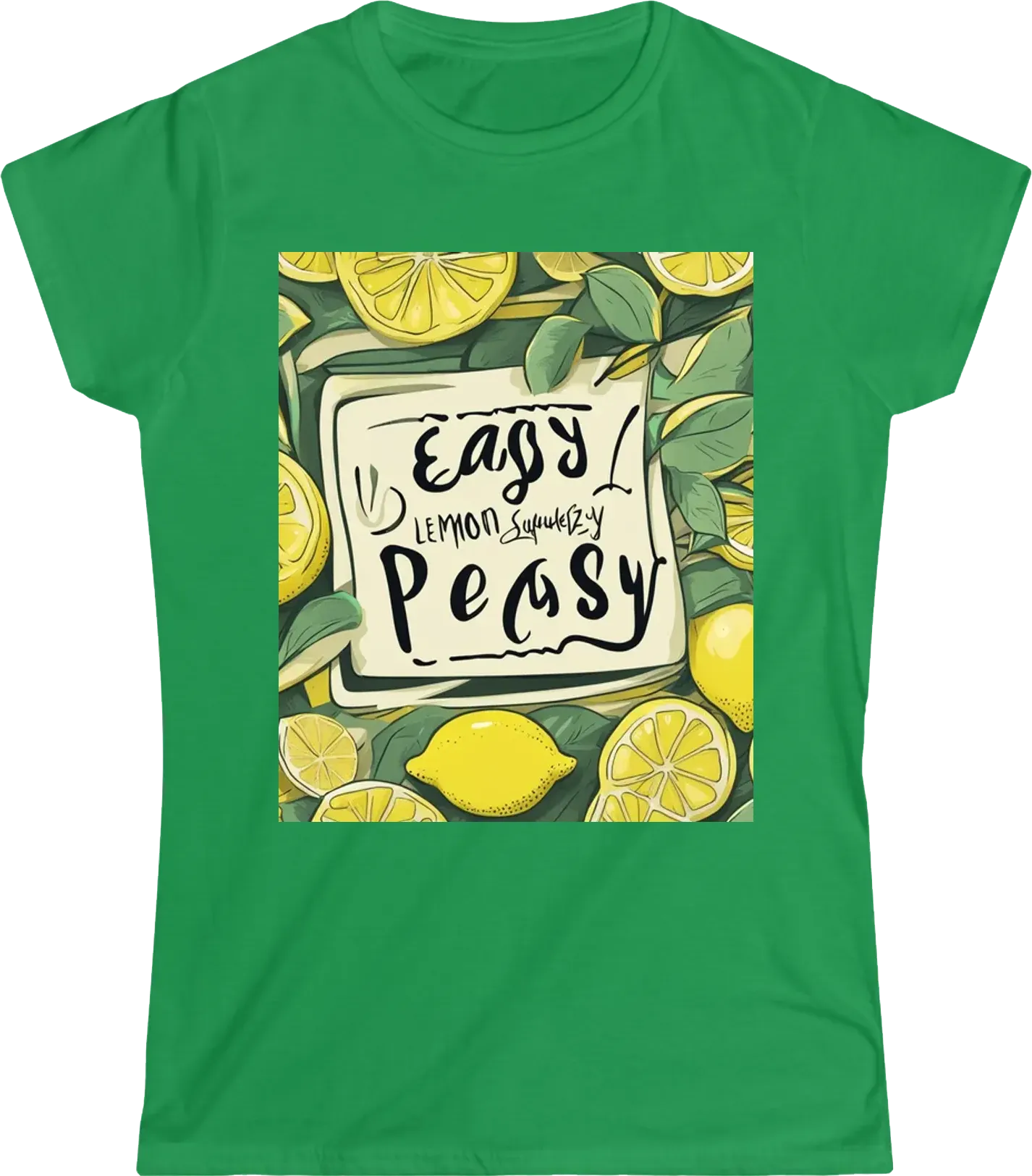 Write "easy peasy lemon squeezy" above a lemon