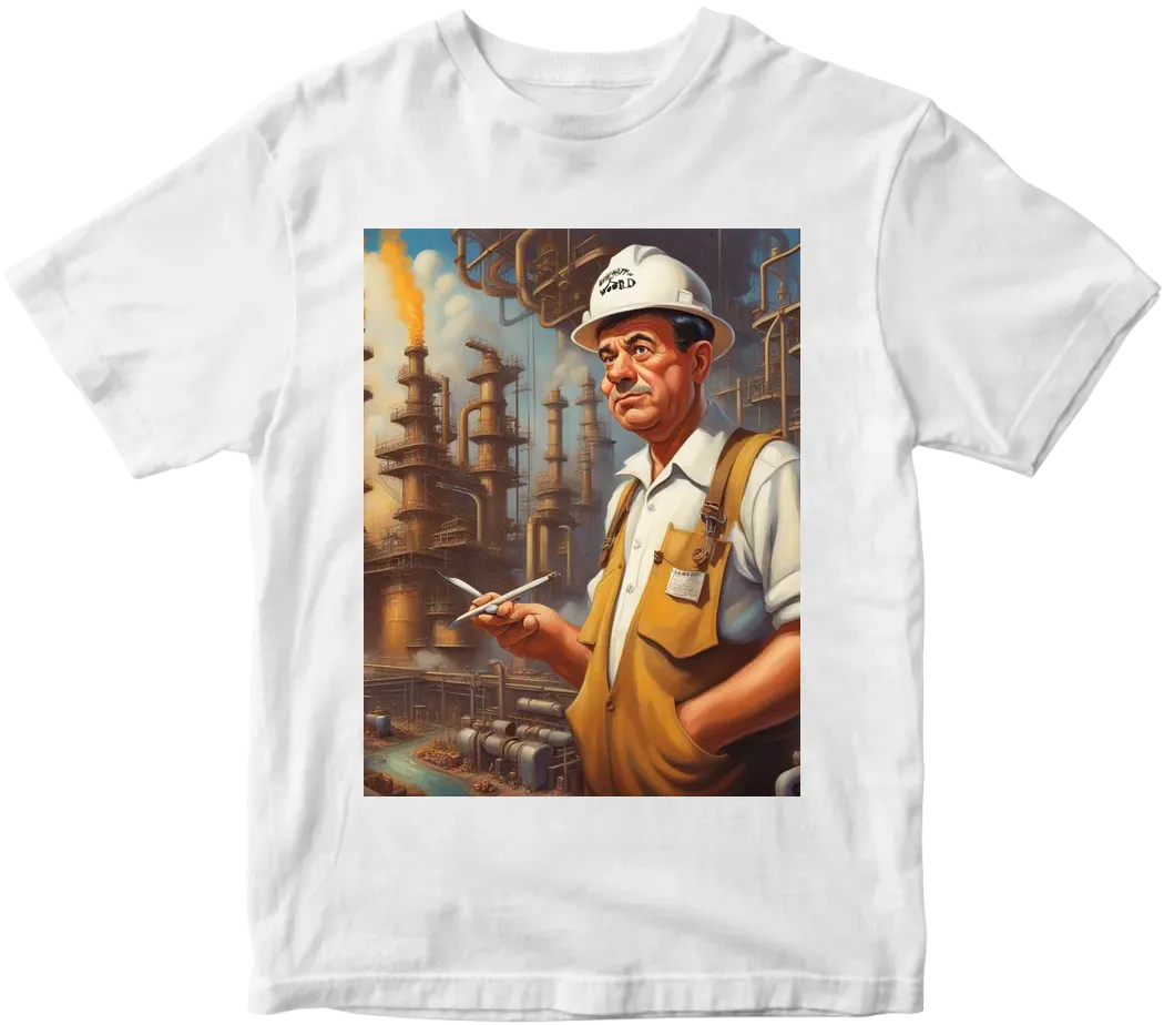 Refinery inspector with the world in front of him - tagline "Inspect Your World"