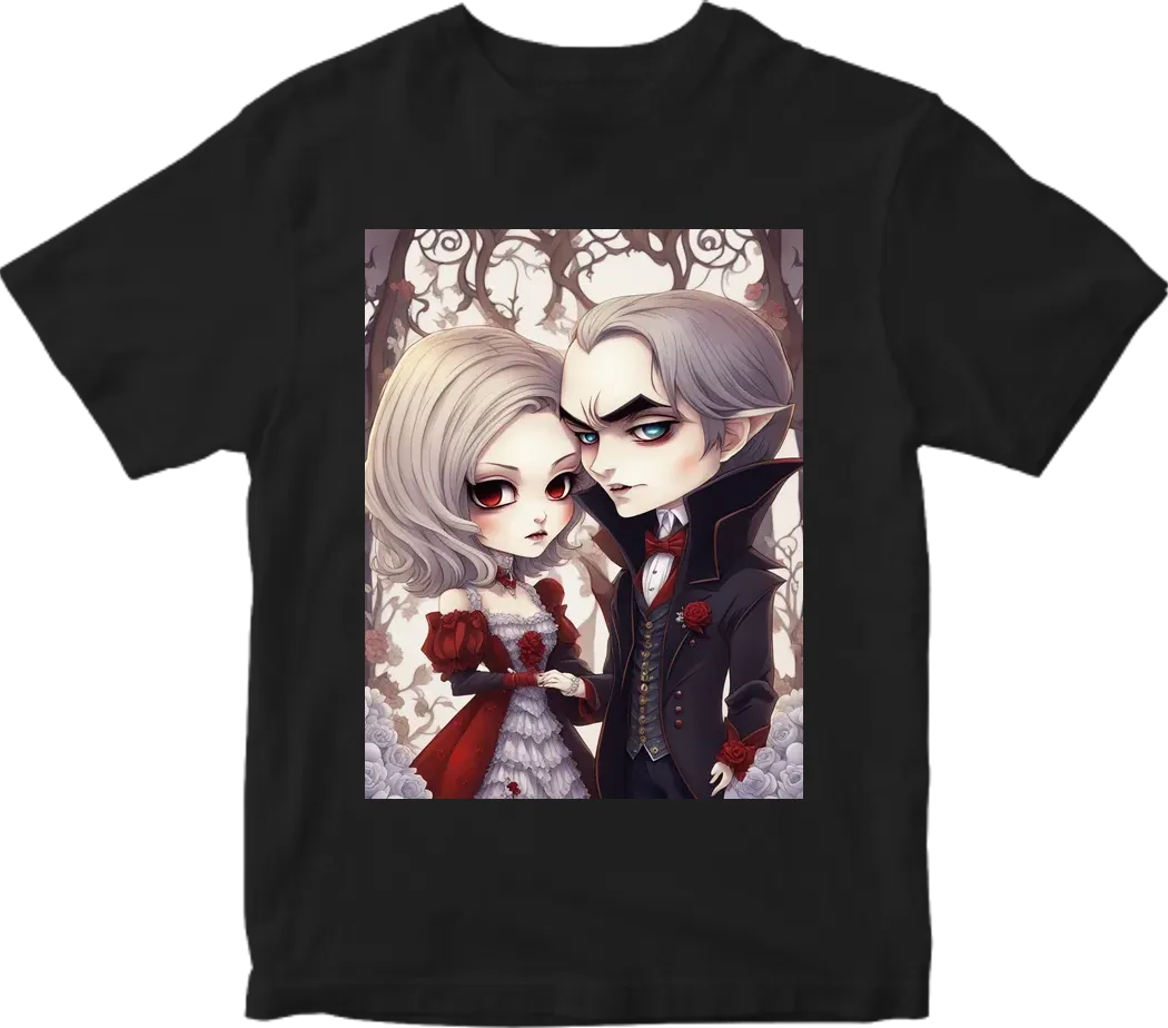 Vampire couple cute cartoon chibi no background